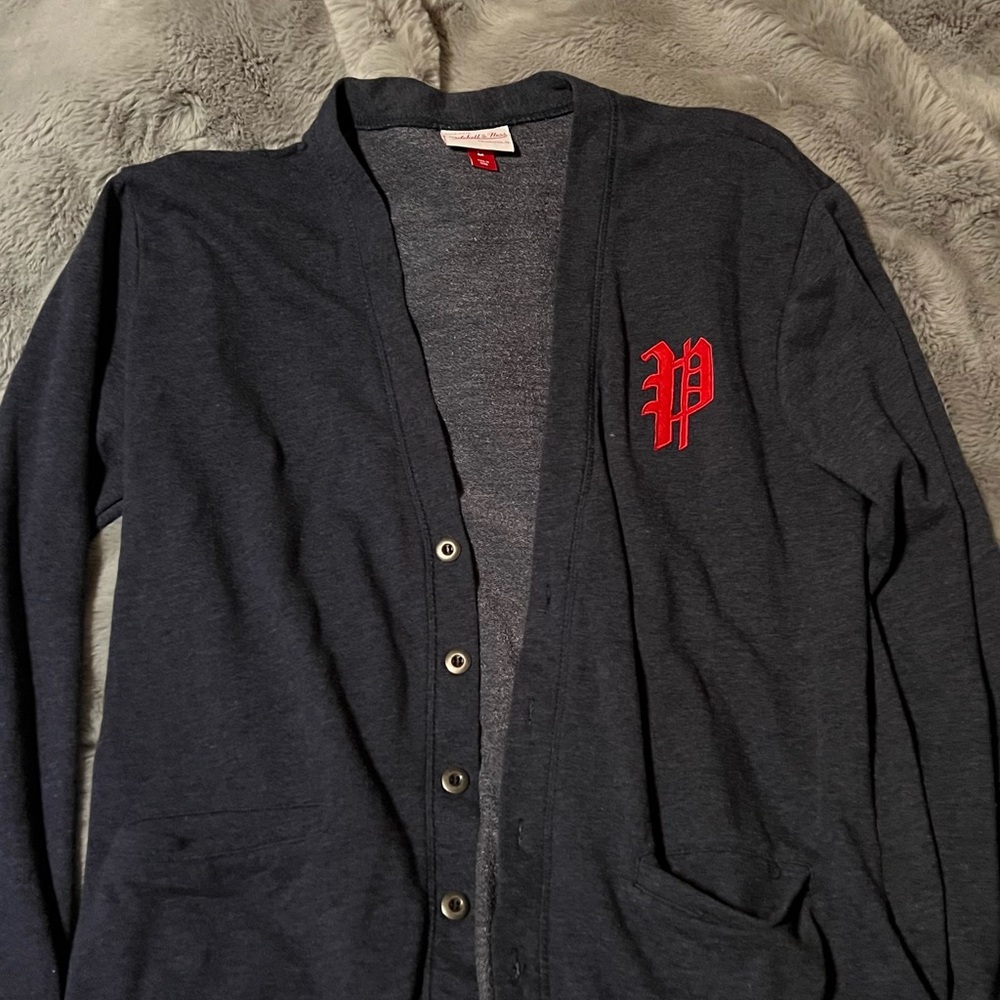 Phillies Navy Cardigan Sweater with Retro Logo